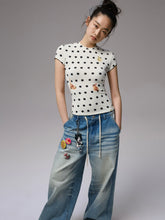 Cats & Dogs Love Polka Dot Print T-Shirt